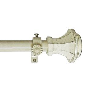 White Adjustable Window Decorative Curtain Rods & Round Finial 48" - 86"